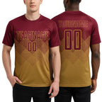 Custom Old Gold Crimson Sublimation Soccer Uniform Jersey worn front and back