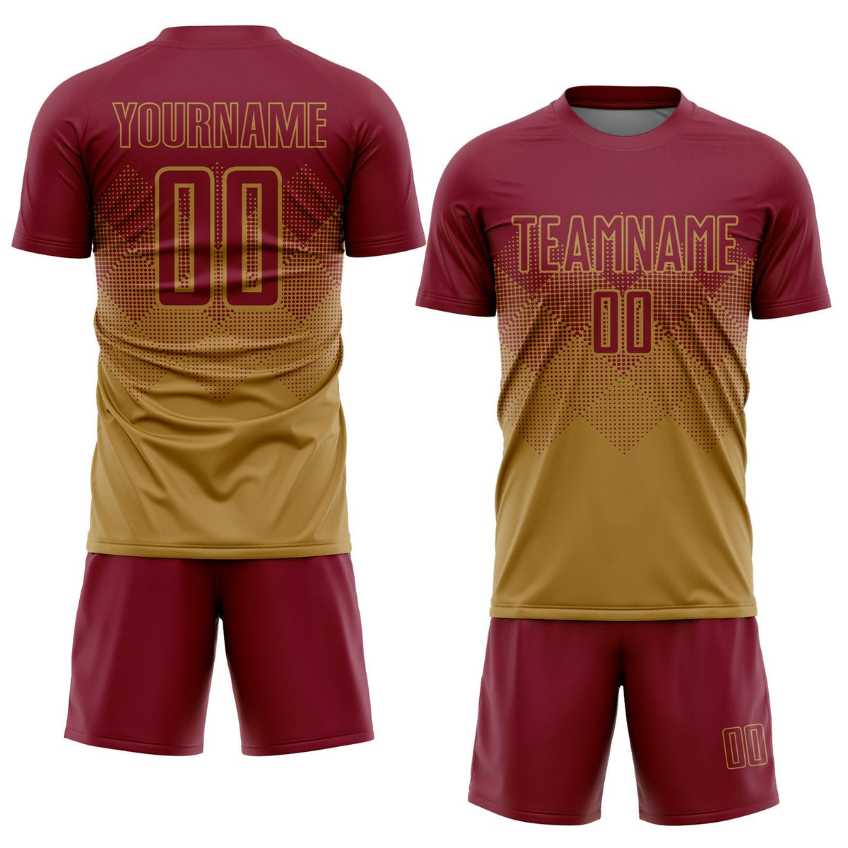 Custom Old Gold Crimson Sublimation Soccer Uniform Jersey photo 2