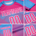 Custom Light Blue Pink-White Sublimation Soccer Uniform Jersey detail