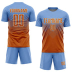 Custom Light Blue Texas Orange-Cream Sublimation Soccer Uniform Jersey photo 2