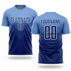 Custom Light Blue Navy-White Sublimation Soccer Uniform Jersey