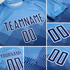Custom Light Blue Navy-White Sublimation Soccer Uniform Jersey detail