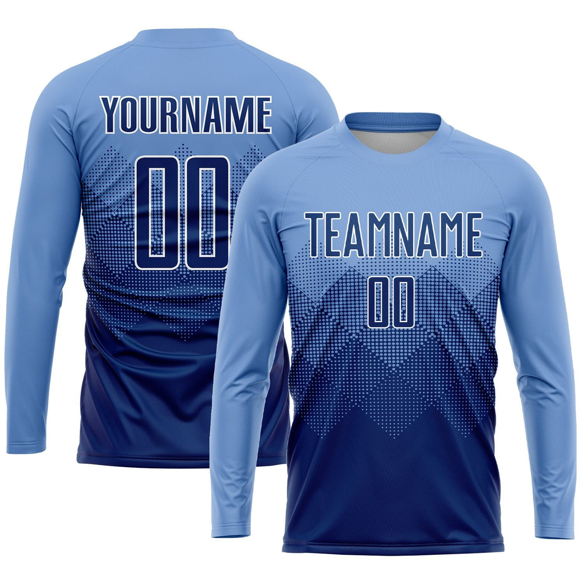Custom Light Blue Navy-White Sublimation Soccer Uniform Jersey photo 3