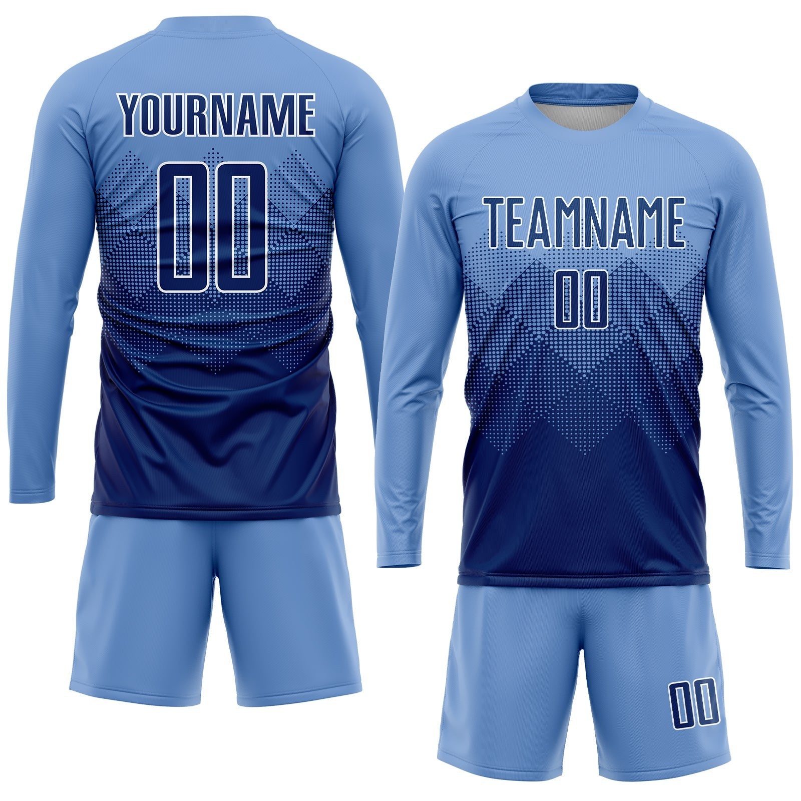 Custom Light Blue Navy-White Sublimation Soccer Uniform Jersey photo 4