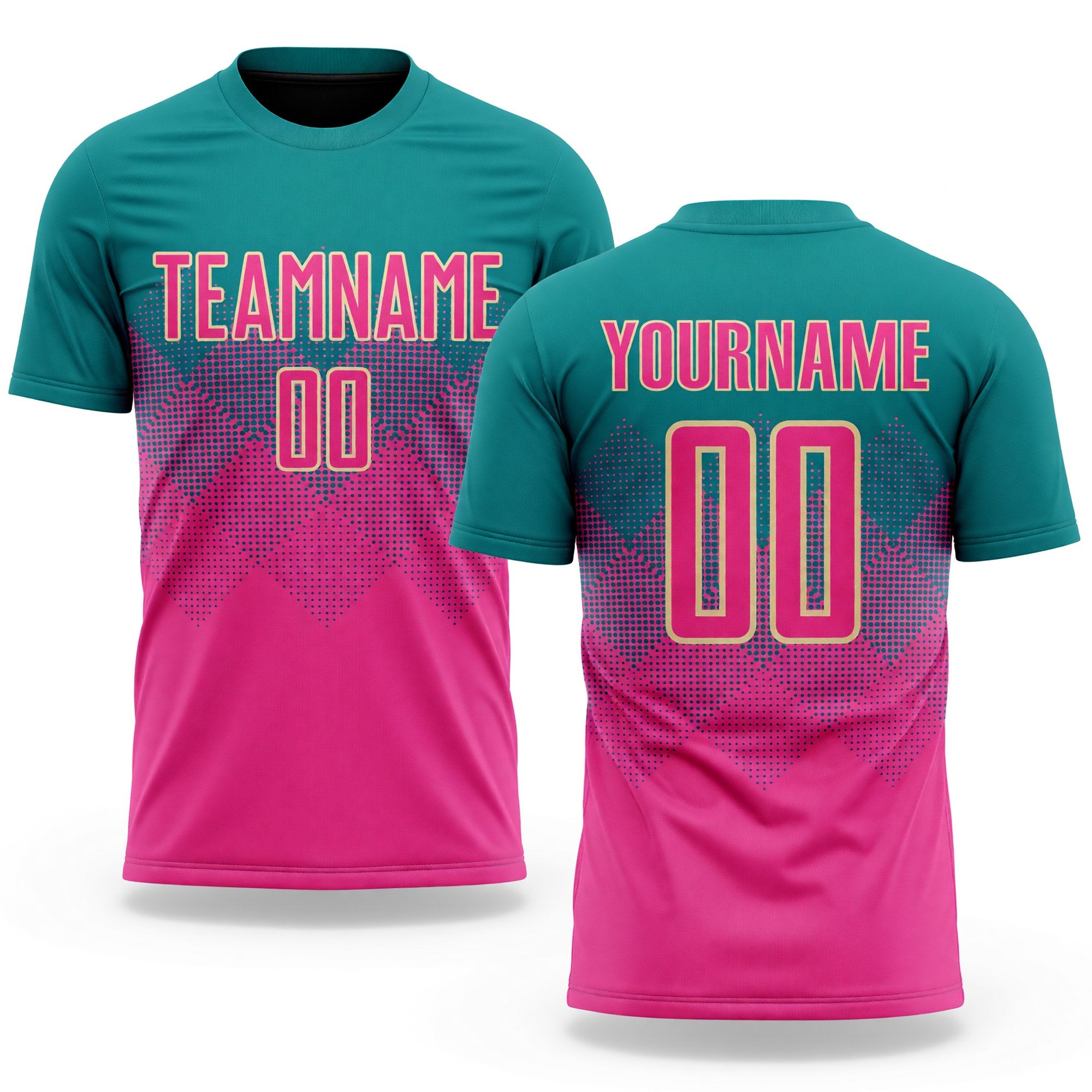 Custom Teal Pink-Cream Sublimation Soccer Uniform Jersey