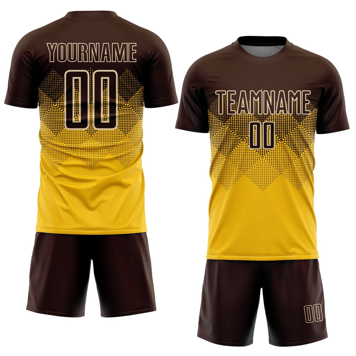 Custom Gold Brown-Cream Sublimation Soccer Uniform Jersey photo 2