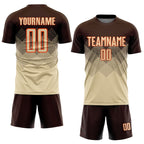 Custom Brown Cream-Orange Sublimation Soccer Uniform Jersey photo 2