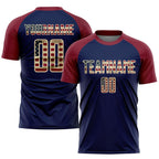 Custom Crimson Vintage USA Flag Navy-Cream Sublimation Soccer Uniform Jersey photo 1