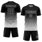 Custom Black White Pinstripe Fade Fashion Sublimation Soccer Uniform Jersey photo 2
