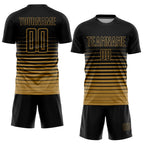 Custom Black Old Gold Pinstripe Fade Fashion Sublimation Soccer Uniform Jersey photo 2