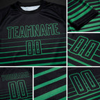Custom Black Kelly Green Pinstripe Fade Fashion Sublimation Soccer Uniform Jersey detail