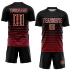 Custom Black Maroon-Cream Pinstripe Fade Fashion Sublimation Soccer Uniform Jersey photo 2