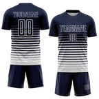 Custom Navy White Pinstripe Fade Fashion Sublimation Soccer Uniform Jersey photo 2