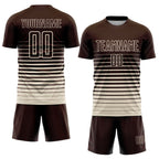 Custom Brown Cream Pinstripe Fade Fashion Sublimation Soccer Uniform Jersey photo 2