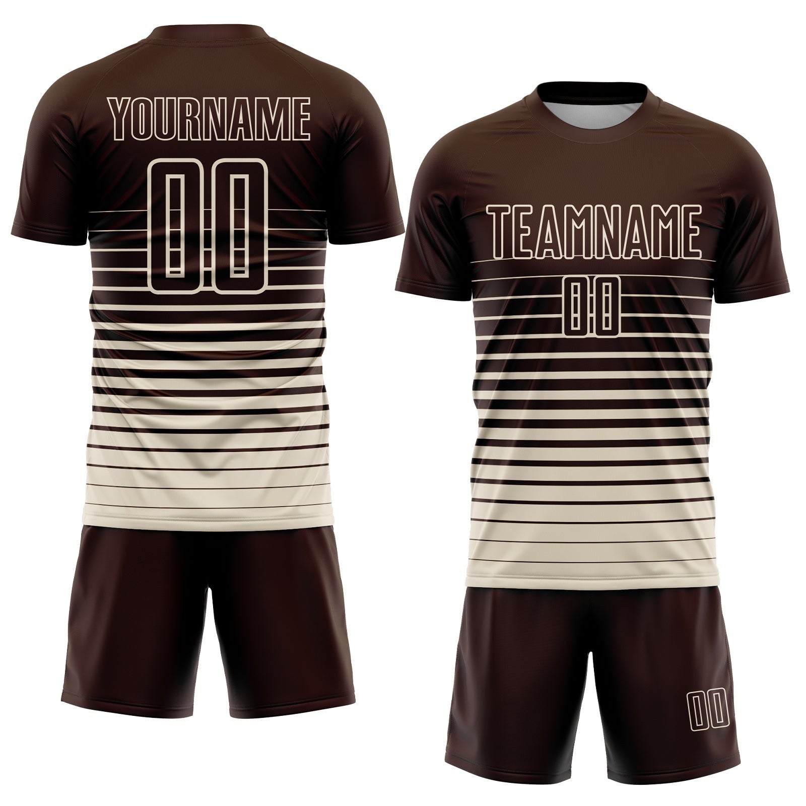 Custom Brown Cream Pinstripe Fade Fashion Sublimation Soccer Uniform Jersey photo 2