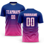 Custom Royal White-Pink Pinstripe Fade Fashion Sublimation Soccer Uniform Jersey