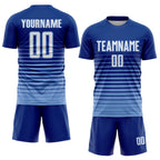 Custom Royal White-Light Blue Pinstripe Fade Fashion Sublimation Soccer Uniform Jersey photo 2