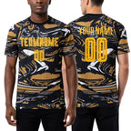 Custom Figure Gold-Old Gold Sublimation Soccer Uniform Jersey worn front and back