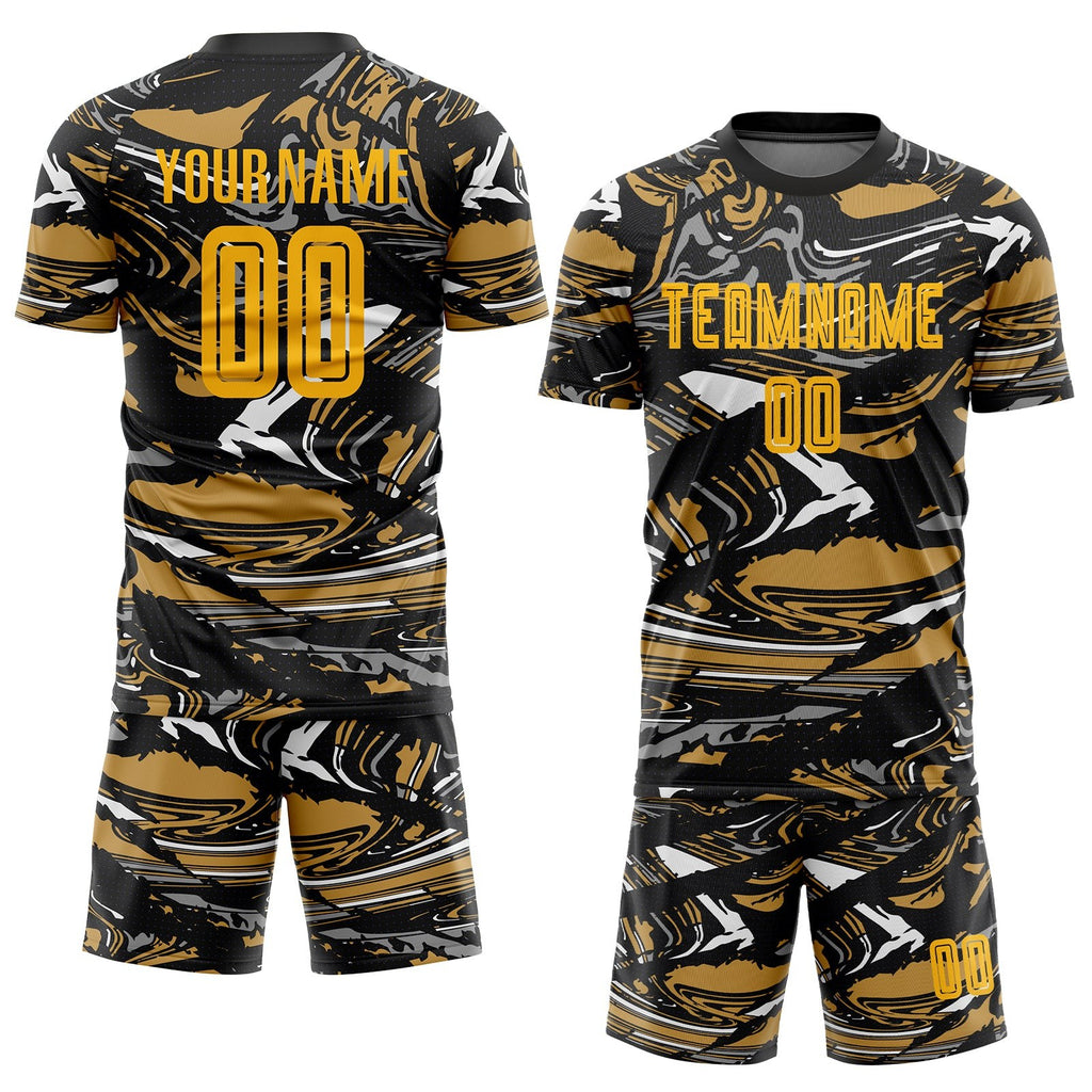 Custom Figure Gold-Old Gold Sublimation Soccer Uniform Jersey photo 2