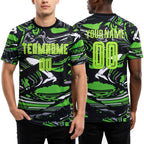 Custom Figure Neon Green-Aurora Green Sublimation Soccer Uniform Jersey worn front and back