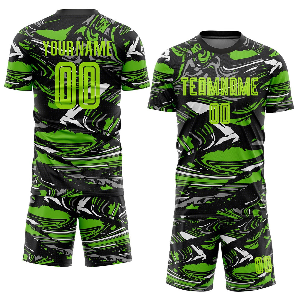 Custom Figure Neon Green-Aurora Green Sublimation Soccer Uniform Jersey photo 2