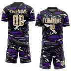 Custom Figure City Cream-Purple Sublimation Soccer Uniform Jersey photo 2