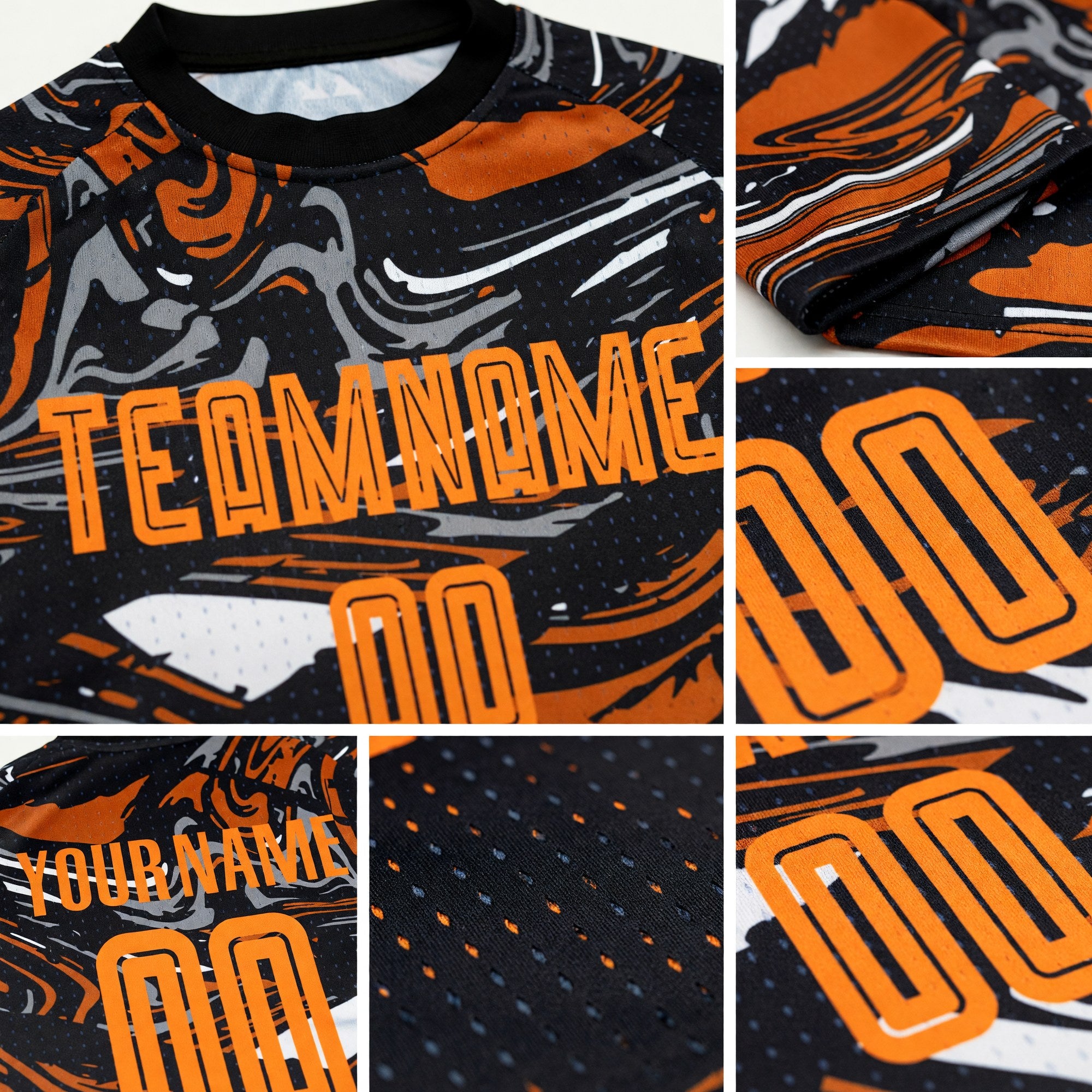 Custom Figure Bay Orange-Texas Orange Sublimation Soccer Uniform Jersey detail