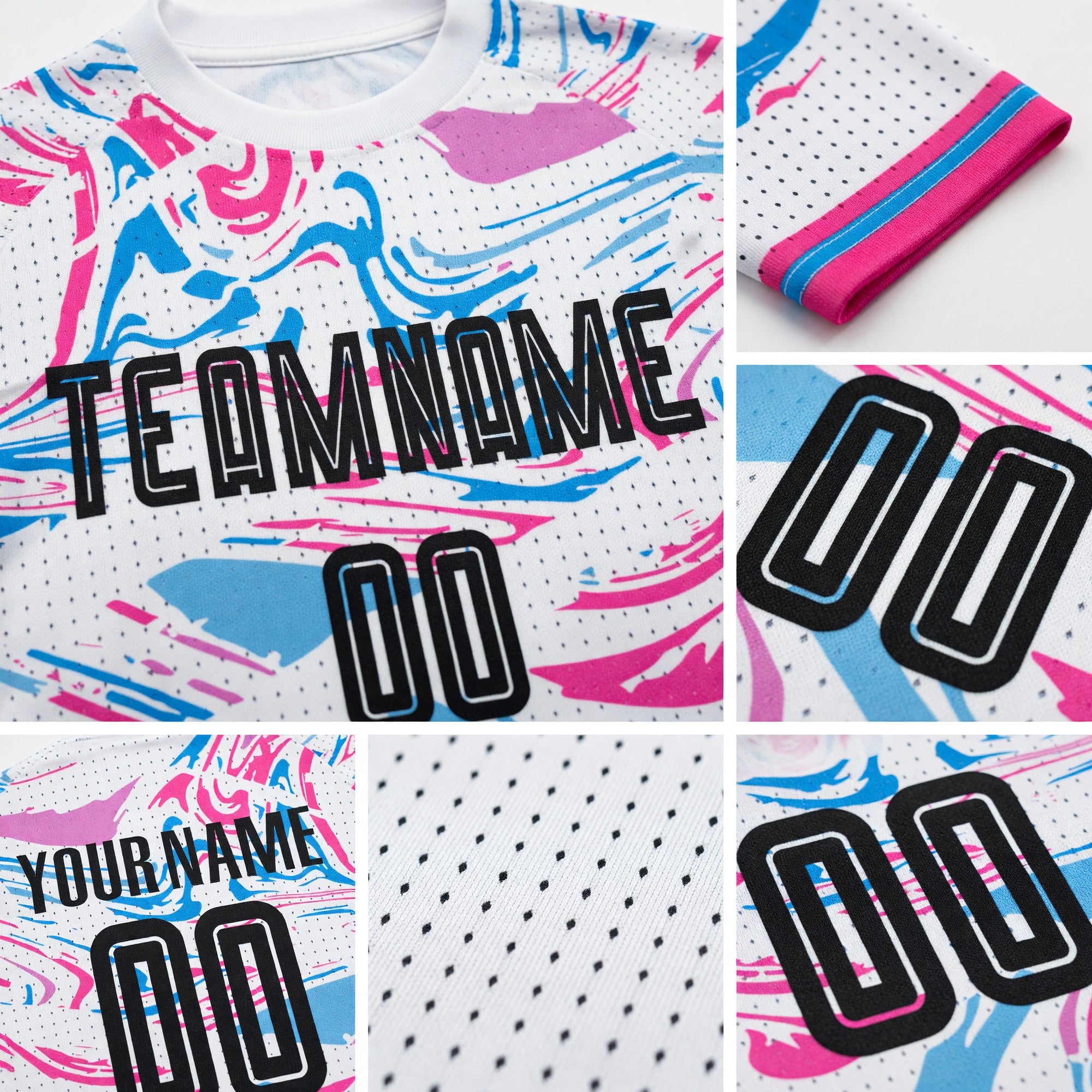Custom Figure Black-Pink Sublimation Soccer Uniform Jersey detail