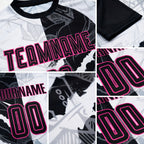 Custom Graffiti Pattern Black-Pink Scratch Sublimation Soccer Uniform Jersey detail