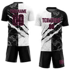 Custom Graffiti Pattern Black-Pink Scratch Sublimation Soccer Uniform Jersey photo 2
