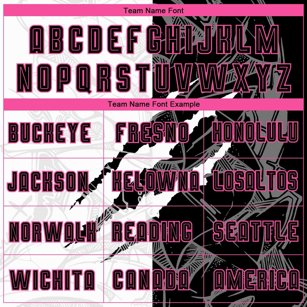 Custom Graffiti Pattern Black-Pink Scratch Sublimation Soccer Uniform Jersey photo 3
