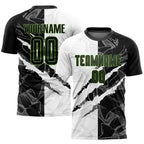 Custom Graffiti Pattern Black-Neon Green Scratch Sublimation Soccer Uniform Jersey photo 1