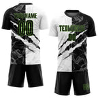 Custom Graffiti Pattern Black-Neon Green Scratch Sublimation Soccer Uniform Jersey photo 2