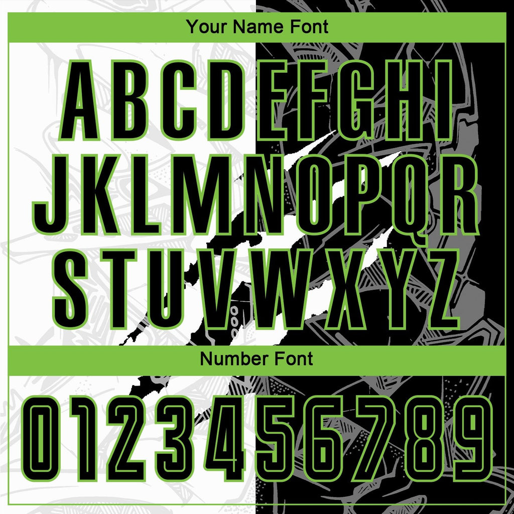 Custom Graffiti Pattern Black-Neon Green Scratch Sublimation Soccer Uniform Jersey photo 4