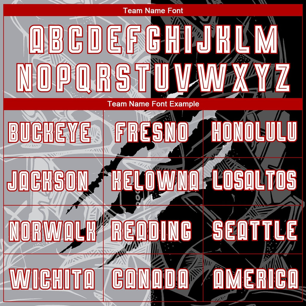 Custom Graffiti Pattern White Black Gray-Red Scratch Sublimation Soccer Uniform Jersey photo 3