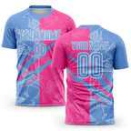 Custom Graffiti Pattern Light Blue-Pink Scratch Sublimation Soccer Uniform Jersey