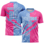 Custom Graffiti Pattern Light Blue-Pink Scratch Sublimation Soccer Uniform Jersey photo 1