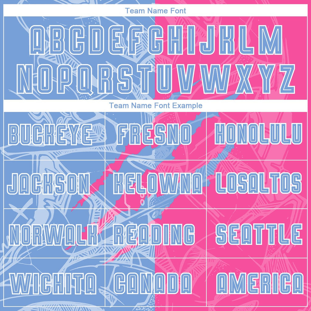 Custom Graffiti Pattern Light Blue-Pink Scratch Sublimation Soccer Uniform Jersey photo 3