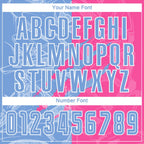 Custom Graffiti Pattern Light Blue-Pink Scratch Sublimation Soccer Uniform Jersey photo 4