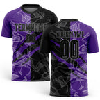 Custom Graffiti Pattern Black Purple-Gray Scratch Sublimation Soccer Uniform Jersey