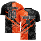 Custom Graffiti Pattern Black-Orange Scratch Sublimation Soccer Uniform Jersey photo 1