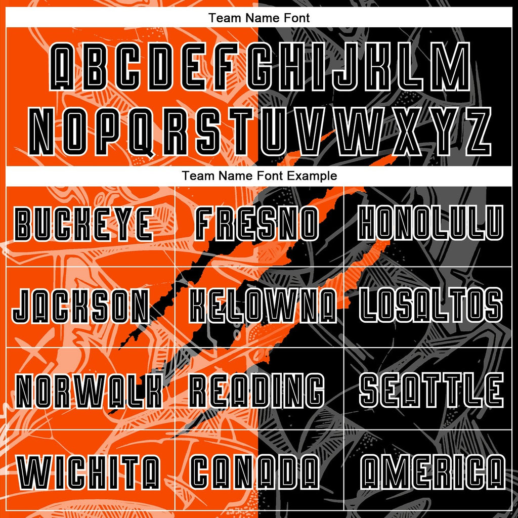 Custom Graffiti Pattern Black-Orange Scratch Sublimation Soccer Uniform Jersey photo 3