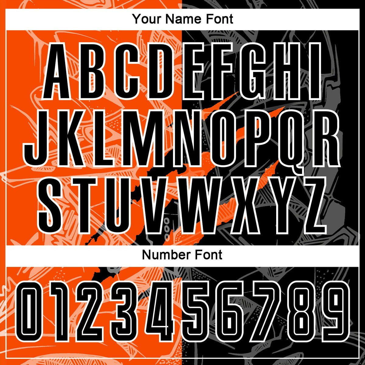 Custom Graffiti Pattern Black-Orange Scratch Sublimation Soccer Uniform Jersey photo 4