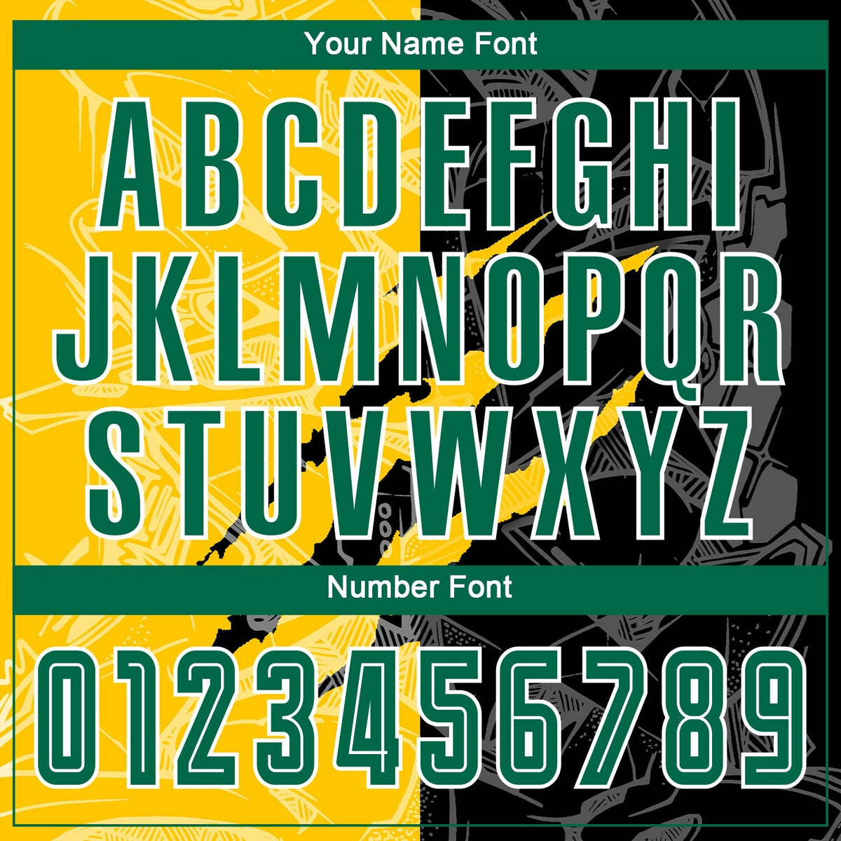 Custom Graffiti Pattern Kelly Green Black-Yellow Scratch Sublimation Soccer Uniform Jersey photo 4