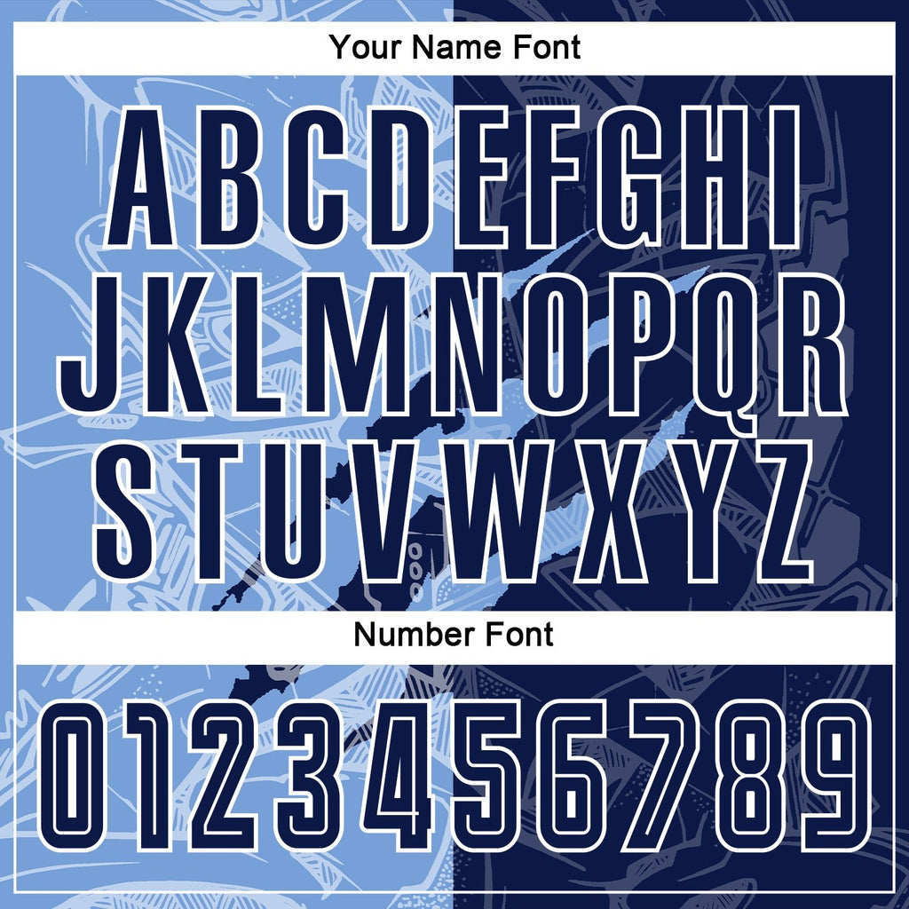 Custom Graffiti Pattern Navy-Light Blue Scratch Sublimation Soccer Uniform Jersey photo 6