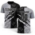 Custom Graffiti Pattern Black-Gray Scratch Sublimation Soccer Uniform Jersey