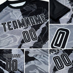 Custom Graffiti Pattern Black-Gray Scratch Sublimation Soccer Uniform Jersey detail