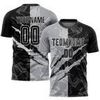 Custom Graffiti Pattern Black-Gray Scratch Sublimation Soccer Uniform Jersey photo 1
