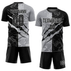 Custom Graffiti Pattern Black-Gray Scratch Sublimation Soccer Uniform Jersey photo 2