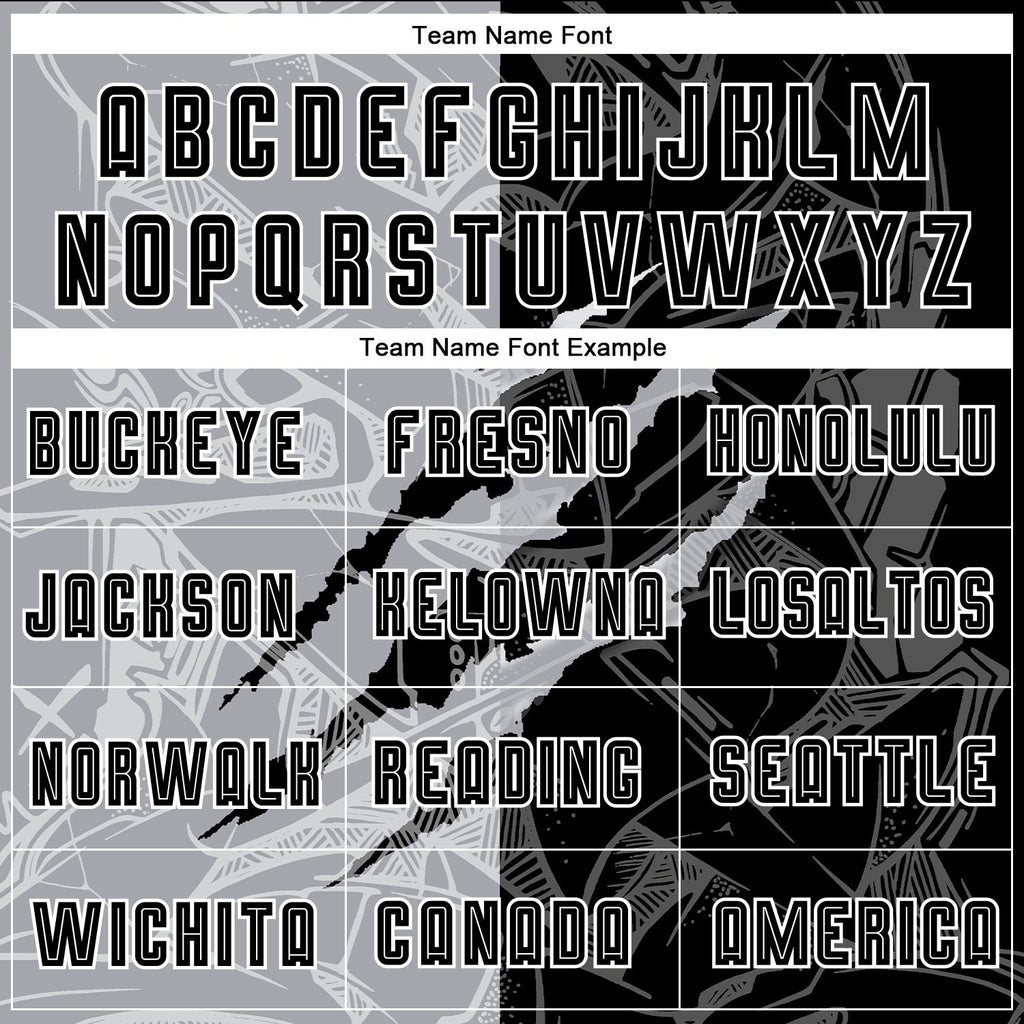 Custom Graffiti Pattern Black-Gray Scratch Sublimation Soccer Uniform Jersey photo 3